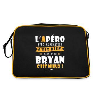 Bryan Apero T shirt Humour personnalisé bryan - Sac Retro - noir/or - Dos