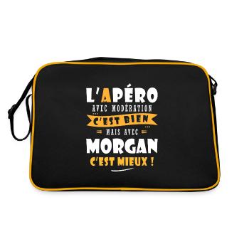 Morgan Cadeau Humour personnalisé cadeau morgan - Sac Retro - noir/or - Dos