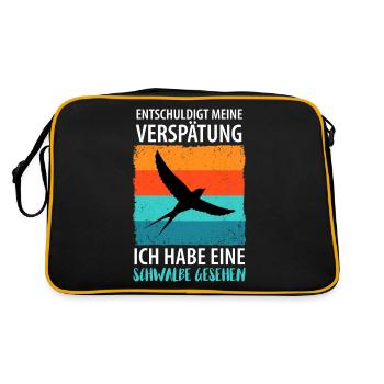 Vögel Vogel Schwalbe - Retro Tasche - Schwarz/Gold - Hinten