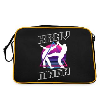 Martial Arts Self Defense Krav Maga Silhouettes - Retro Tasche - Schwarz/Gold - Hinten