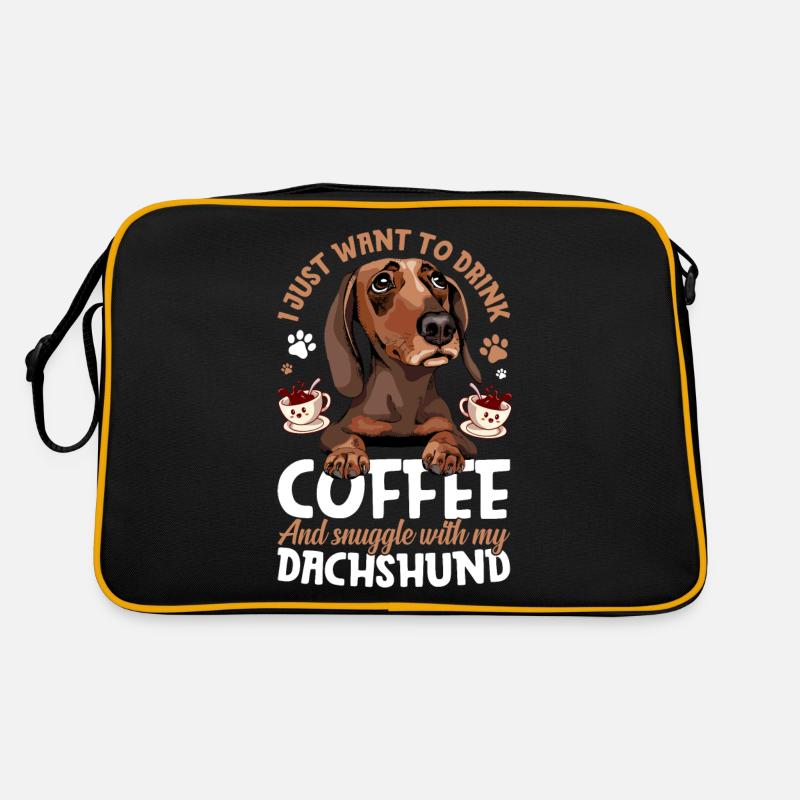 Kaffee Trinken Und Kuscheln Mit Dackel Retro Tasche