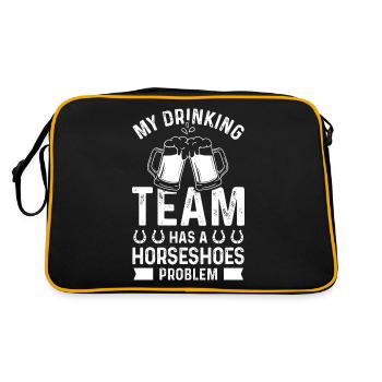 Mein Trinker-Team hat ein Hufeisen-Problem - Retro Tasche - Schwarz/Gold - Hinten