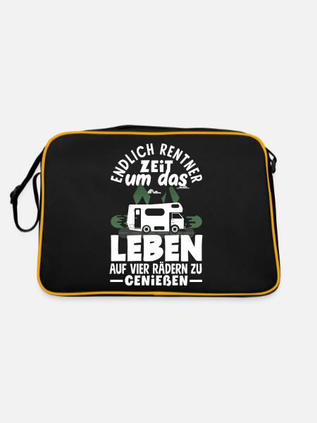 Endlich Rentner Zeit das Leben auf vier Rädern zu - Retro Tasche - Schwarz/Gold - Hinten