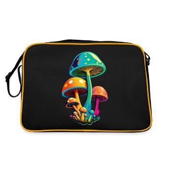 Champignons Magiques Colorés - Bunte Magische Pilze - Sac Retro - noir/or - Dos