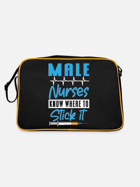 Wissen, wo es hingehört Krankenpfleger - Retro Tasche - Schwarz/Gold - Hinten
