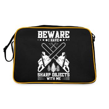 Holzfällerwerkzeuge Kettensäge Holzhacken Baumpfle - Retro Tasche - Schwarz/Gold - Hinten