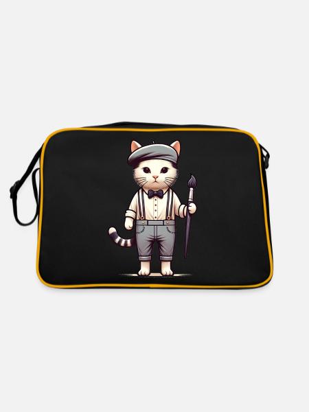 Artiste de chat mignon - Sac Retro - noir/or - Dos