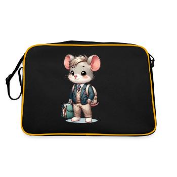 Cute Schoolboy Mouse - Retro Bag - black/gold - Back