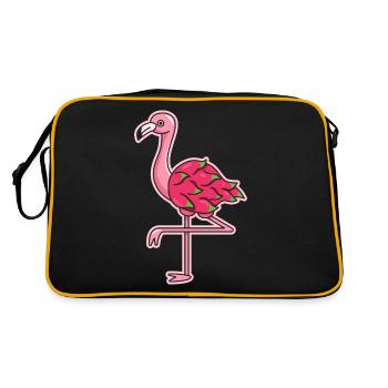 Flamingo Drachenfrucht Design für - Retro Tasche - Schwarz/Gold - Hinten