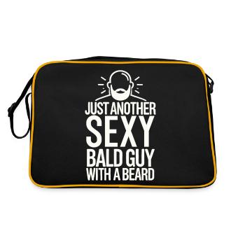 Nur ein weiterer sexy Glatzkopf mit Bart - Retro Tasche - Schwarz/Gold - Hinten