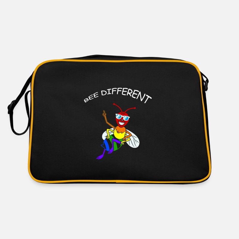 Biene Be Different Gay Pride CSD Regenbogen Retro Tasche
