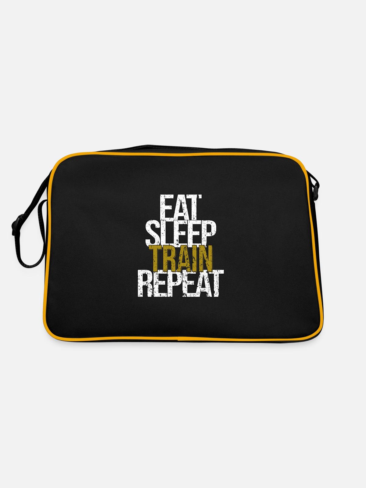 Eat Sleep Train Repeat - Retro Bag - black/gold - Back