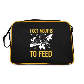 Bird feeds nestling - parents - Retro Bag - black/gold - Back