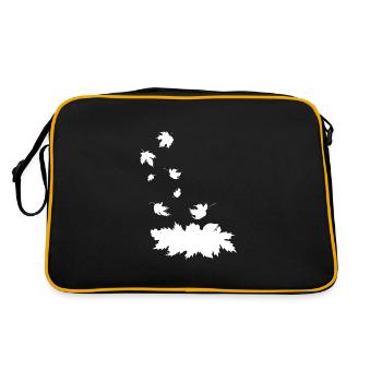 White silhouette of falling maple leaves - Retro Bag - black/gold - Back