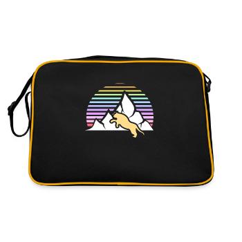 Lion de montagne sur fond rétro avec montagne et soleil - Sac Retro - noir/or - Dos