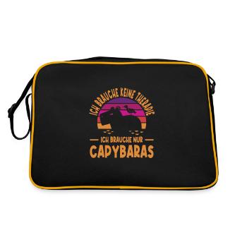 Ich Brauche Keine Therapie Brauche Nur Capybaras - Retro Tasche - Schwarz/Gold - Hinten