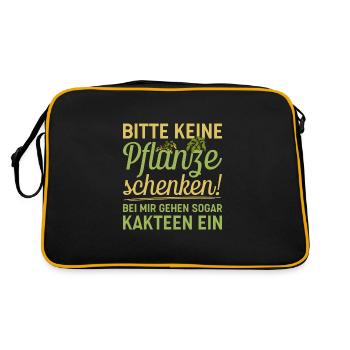 Bitte keine Pflanzen schenken - Kakteen gehen ein - Retro Tasche - Schwarz/Gold - Hinten