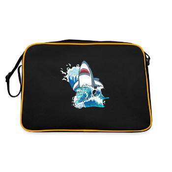 Great White Shark in the jump - Retro Bag - black/gold - Back