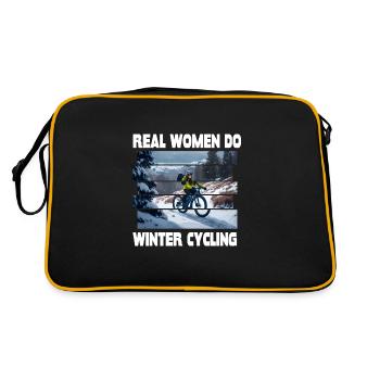 Real women riding in winter cycling mountain biking - Retro Bag - black/gold - Back