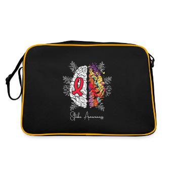 Brain & Red Ribbon: Stroke Awareness - Retro Bag - black/gold - Back