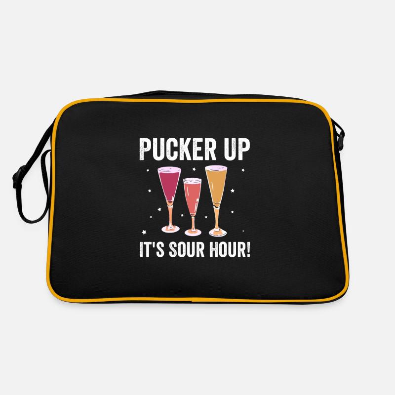 Sour Hour Feier - Sauerbier - Retro Tasche - Schwarz/Gold