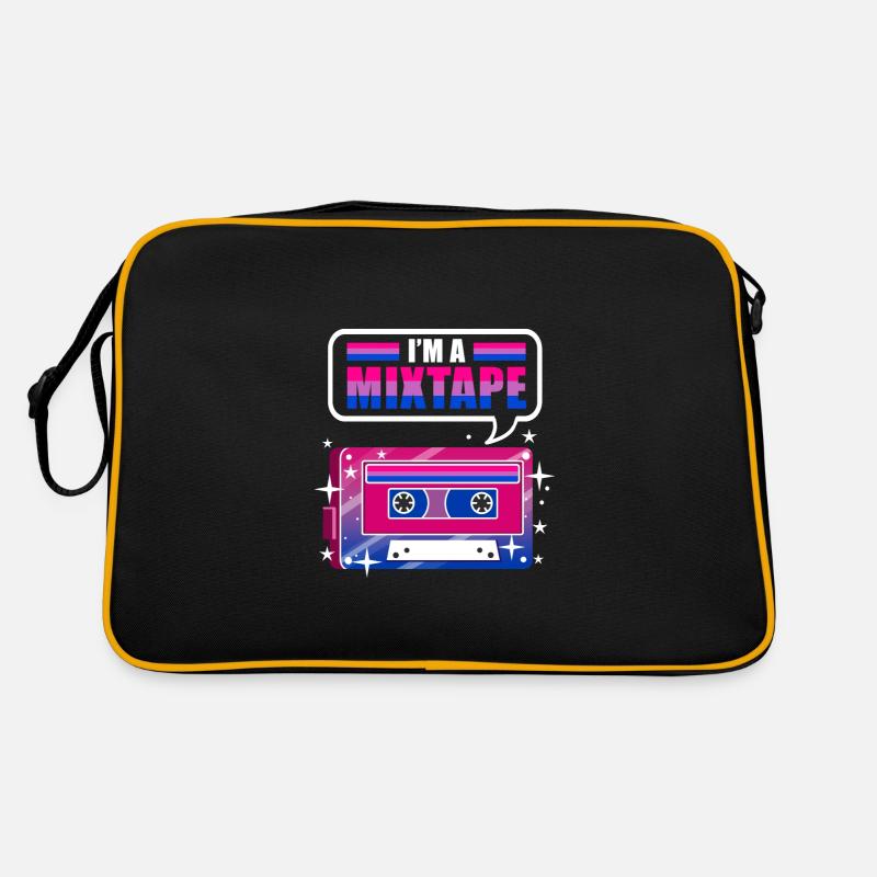 Im A Mixtape Bi Pride - Retro Tasche - Schwarz/Gold
