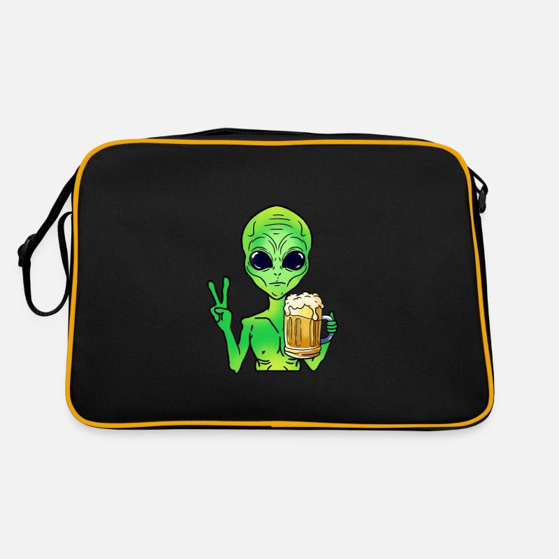 Alien drinks beer Retro Bag