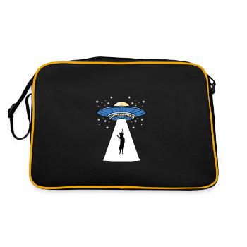 Alien Ufo Katzen - Retro Tasche - Schwarz/Gold - Hinten