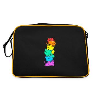 Gay Pride Katzen - Retro Tasche - Schwarz/Gold - Hinten