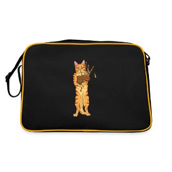 Chat avec cadeau de cornemuse pour les amoureux des chats - Sac Retro - noir/or - Dos