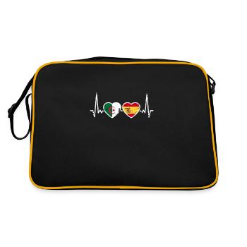 Algérie Espagne drapeau de battement de cœur Algériens - Sac Retro - noir/or - Dos