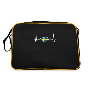 Schweden Herzschlag Schwedische Flagge Schwede - Retro Tasche - Schwarz/Gold - Hinten