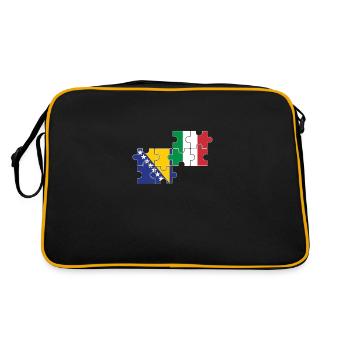 Bosnien Italien Flagge Italienisch Bosnier - Retro Tasche - Schwarz/Gold - Hinten