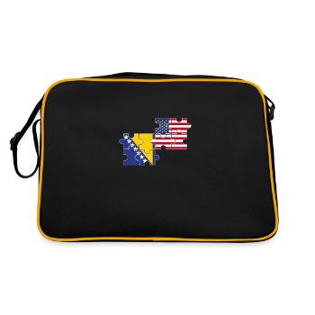 Bosnia USA Flag American Bosnian - Retro Bag - black/gold - Back