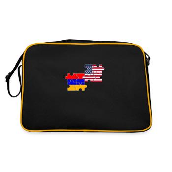 Armenien USA Flagge Armenisch - Retro Tasche - Schwarz/Gold - Hinten