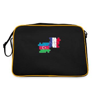 Aserbaidschan Frankreich Flagge Aserbaidschaner - Retro Tasche - Schwarz/Gold - Hinten