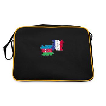 Aserbaidschan Frankreich Vintage Flagge - Retro Tasche - Schwarz/Gold - Hinten