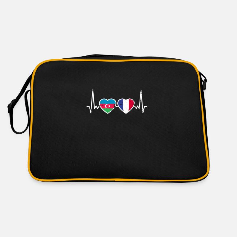 Aserbaidschan Frankreich Herzschlag Flagge Retro Tasche