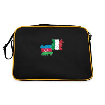 Aserbaidschan Italien Flagge Aserbaidschaner - Retro Tasche - Schwarz/Gold - Hinten