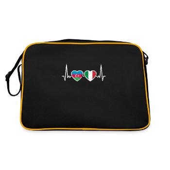 Aserbaidschan Italien Herzschlag Flagge - Retro Tasche - Schwarz/Gold - Hinten