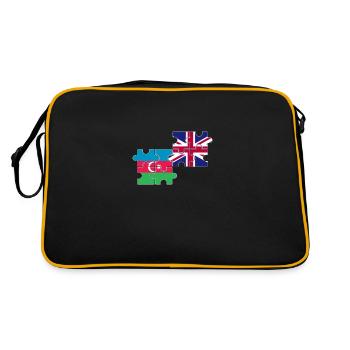 Aserbaidschan UK Flagge Aserbaidschanisch - Retro Tasche - Schwarz/Gold - Hinten