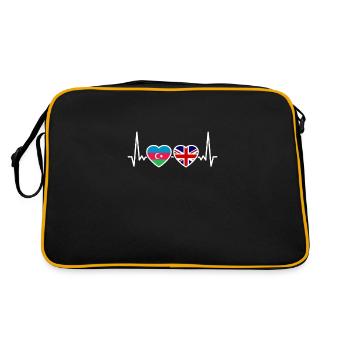 Aserbaidschan UK Herzschlag Aserbaidschanisch - Retro Tasche - Schwarz/Gold - Hinten