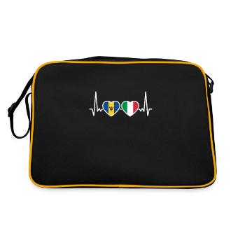 Barbados Italien Herzschlag Flagge Barbadier - Retro Tasche - Schwarz/Gold - Hinten