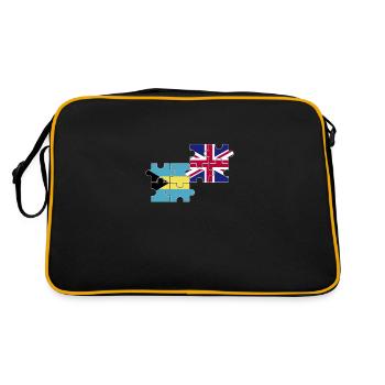 Bahamas UK Flagge Britisch Bahamaisch - Retro Tasche - Schwarz/Gold - Hinten