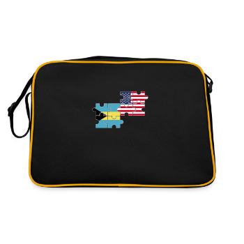 Bahamas USA Flagge Amerikanisch Bahamaisch - Retro Tasche - Schwarz/Gold - Hinten