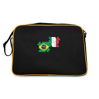Brésil Italie Drapeau Italien Brésilien - Sac Retro - noir/or - Dos