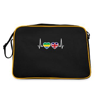Gabon Royaume-Uni Heartbeat Flag Gabonais britannique - Sac Retro - noir/or - Dos