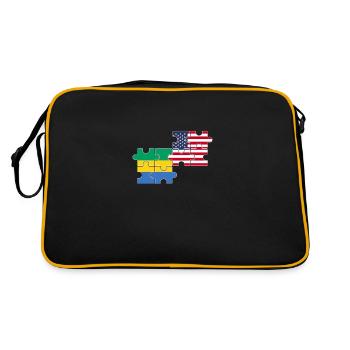 Gabon USA Flag Américain Gabonais - Sac Retro - noir/or - Dos