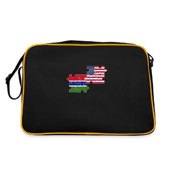 Gambie USA Drapeau Américain Gambien - Sac Retro - noir/or - Dos