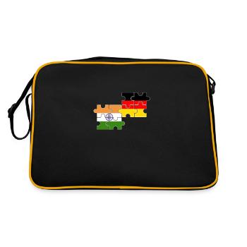 Indien Deutschland Flagge Deutsch Inder - Retro Tasche - Schwarz/Gold - Hinten